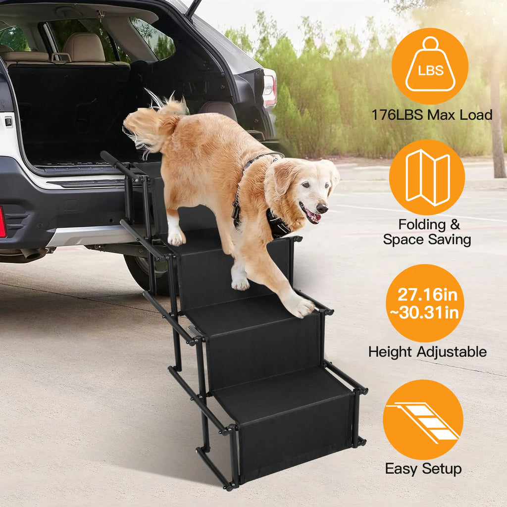 Foldable Dog Ramp 4 Step Collaspible Non Slip Stairs for Car